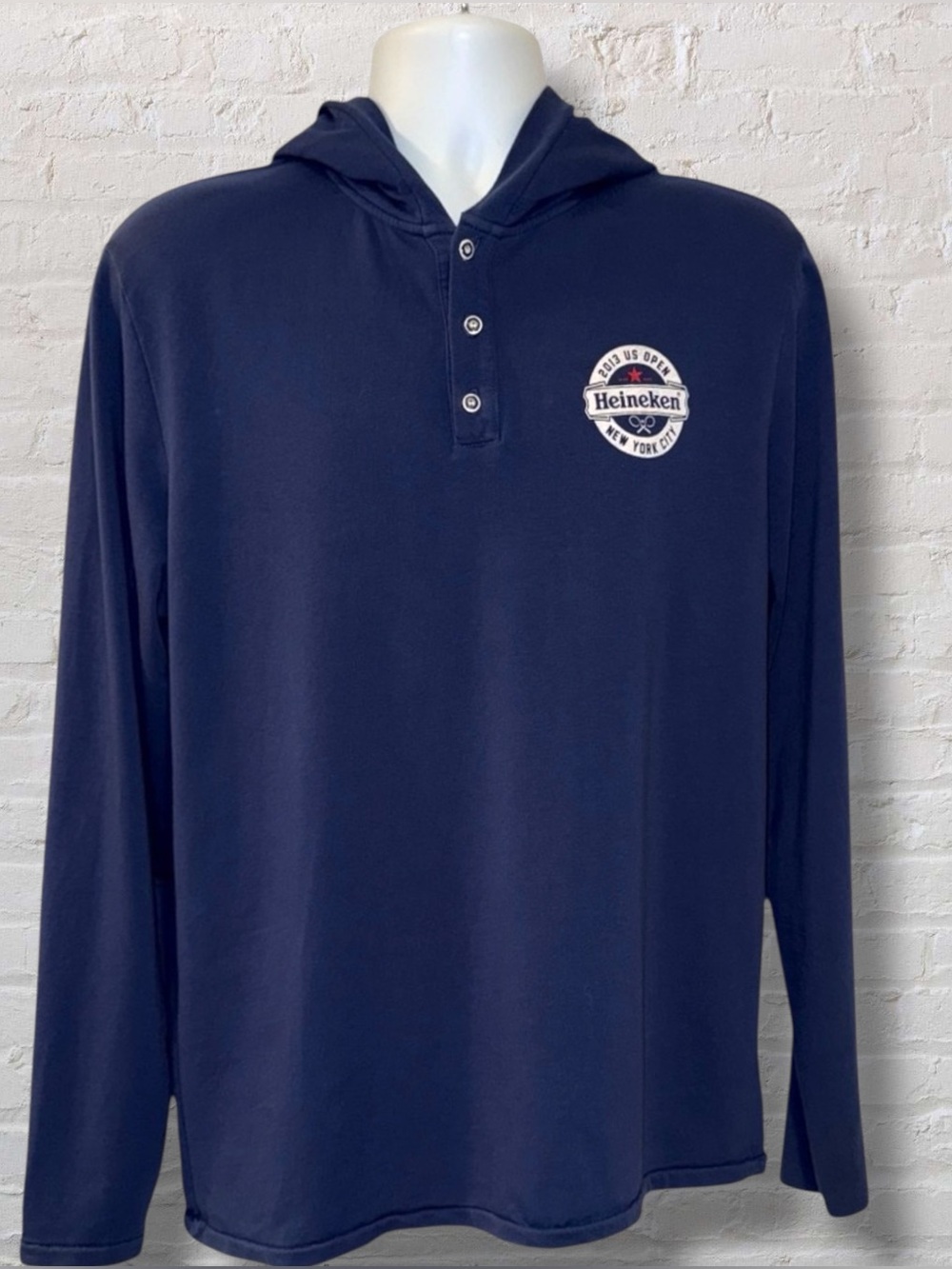 Heineken x Sol Angeles 2013 US Open Hoodie Henley Shirt XL Blue